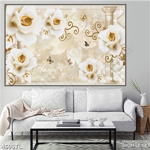 Tranh in gạch hoa lụa trắng psd