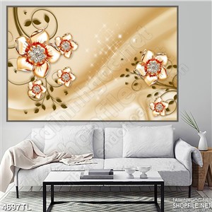 Tranh lụa hoa vàng gold 5D