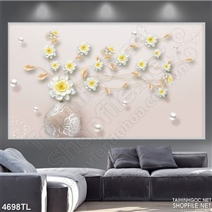 Tranh bình hoa hồng vàng