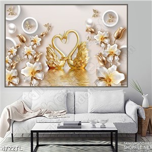 Tranh lụa thiên nga vàng đẹp nhất