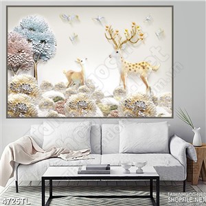 Tranh tuần lộc  decor nghệ thuật