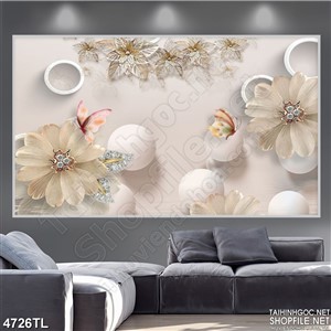 Tranh lụa hoa và bướm psd