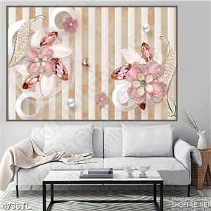 Tranh in tường hoa ngọc vàng khảm