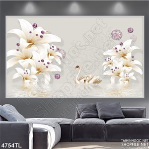 Tranh lụa hoa lili đẹp