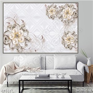 Tranh lụa in gạch khảm hoa ngọc trai