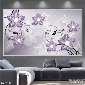 Tranh khảm ngọc hoa tím