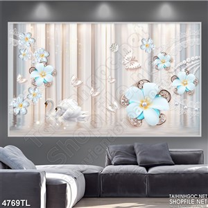 Tranh in hoa sứ đẹp trắng