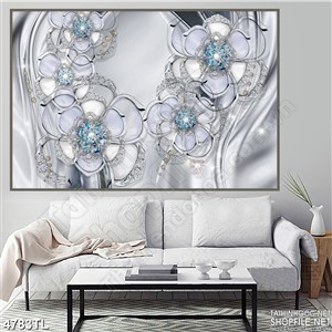 Tranh 3D hoa hồng xanh khảm psd