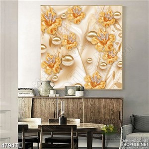 Tranh in hoa lan vàng psd