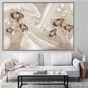 Tranh in lụa ngọc trai psd