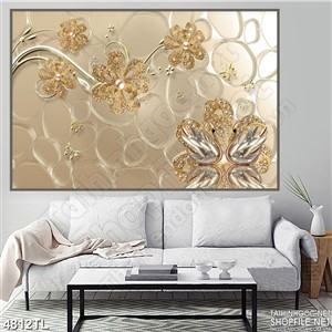 Tranh hoa mai khảm vàng