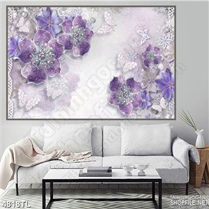 Tranh hoa trang trí khảm đá tím
