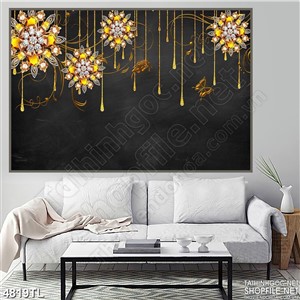 Tranh lụa nền đen hoa trang trí đẹp