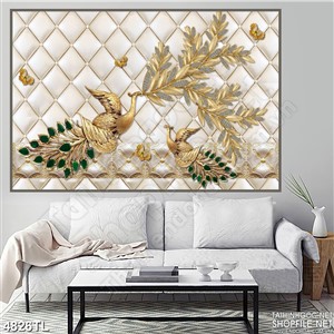 Tranh lụa chim công đẹp