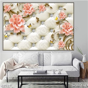 Tranh lụa 3D hoa hồng psd