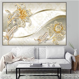 Tranh in hoa khảm đá quý