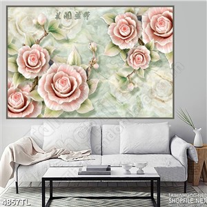 Tranh lụa hoa hồng in wall