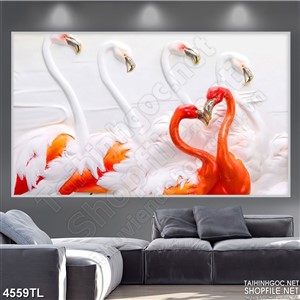 Tranh hạc hồng đôi psd