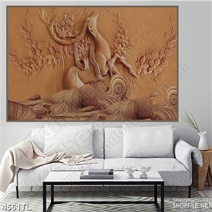 Tranh gỗ tuần lộc điêu khắc