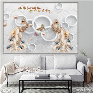 Tranh chim công đính đá ngọc