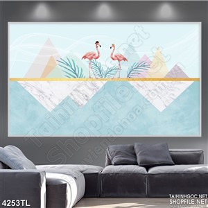 Tranh lụa trang trí hồng hạc