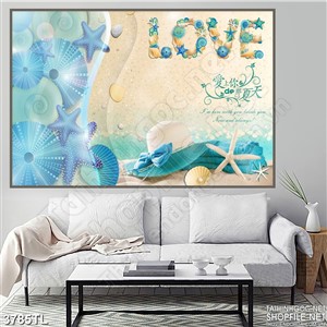 Tranh lụa biển love in uv