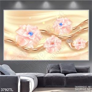 Tranh lụa đẹp hoa hồng phớt đẹp