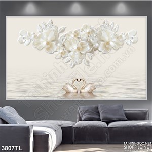 Tranh in uv thiên nga và hoa mới nhất