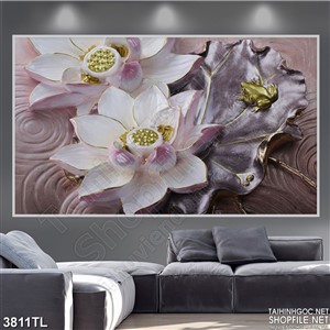 Tranh 3D hoa sen đẹp