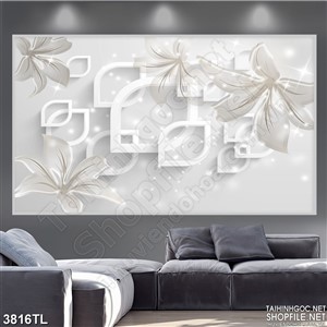 Tranh lụa 3D hoa lan trắng