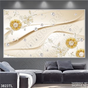 Tranh hoa kết cườm đẹp  in uv