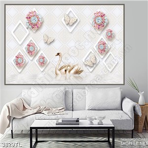 Tranh thiên nga dạo chơi psd