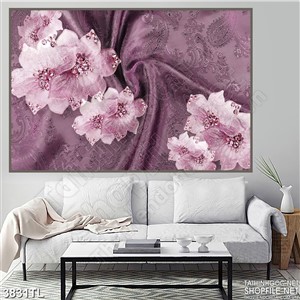 Tranh lụa tím hoa ngọc in gạch