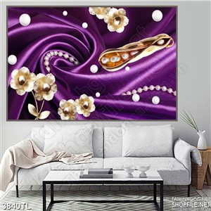 Tranh hoa lụa tím vàng nghệ thuật