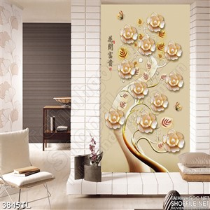 Tranh khổ dọc trang trí hoa vàng nghệ thuật