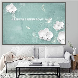 Tranh lụa hoa trắng đẹp nền xanh psd