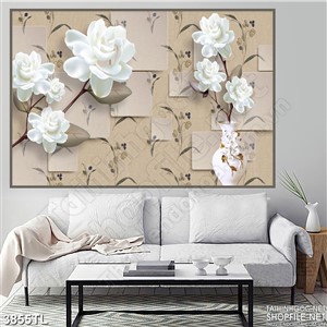 Tranh lụa hoa hồng trắng psd