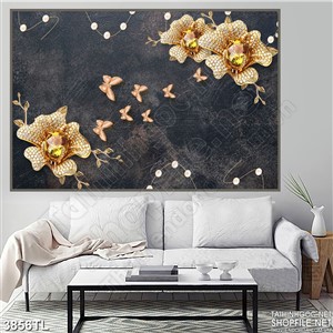 Tranh in 3D hoa vàng trang sức tinh tế