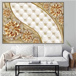 Tranh lụa nghệ thuật hoa vàng 3D