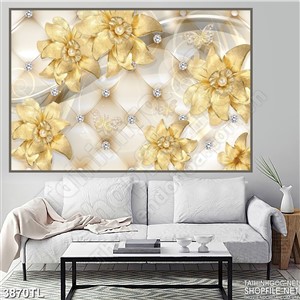 Tranh in tường hoa vàng gold đẹp