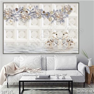 Tranh nghệ thuật thiên nga và hoa ngọc