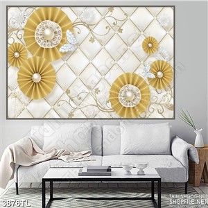 Tranh tường hoa quạt đẹp 5D