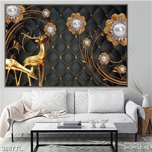 Tranh 3D decor hươu sao