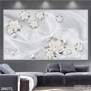 Tranh lụa hoa lan ngọc trắng 5D