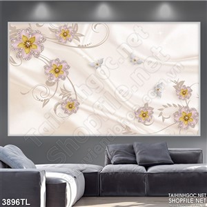 Tranh lụa hoa trang sức trắng đẹp