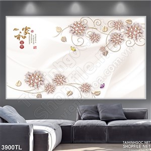 Tranh lụa hoa ngọc hồng đẹp