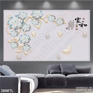 Tranh in wall hoa lan ngọc xanh