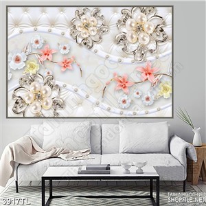 Tranh hoa ngọc trang sức đẹp 4D