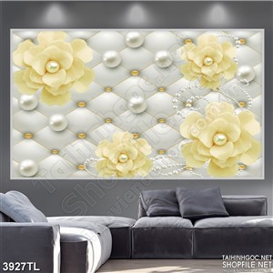 Tranh in gạch hoa hồng vàng