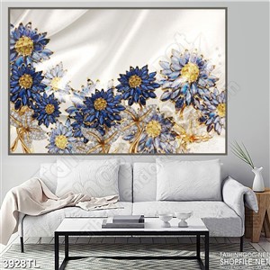 Tranh lụa hoa hướng dương xanh